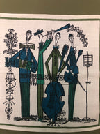 Mid-century Swedish napkin in hand-painted upcycled frame