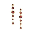 Stud Cascade Earrings in Gold with Garnet