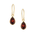 Tear Drop Earrings in Gold with Garnet