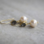 DIAMOND BLACK AND PEARL VERMEIL EARRINGS