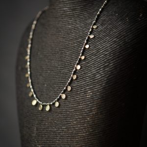 DIAMOND SLICE AND OXIDISED SILVER NECKLACE