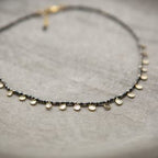 DIAMOND SLICE AND OXIDISED SILVER NECKLACE