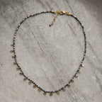 DIAMOND SLICE AND OXIDISED SILVER NECKLACE