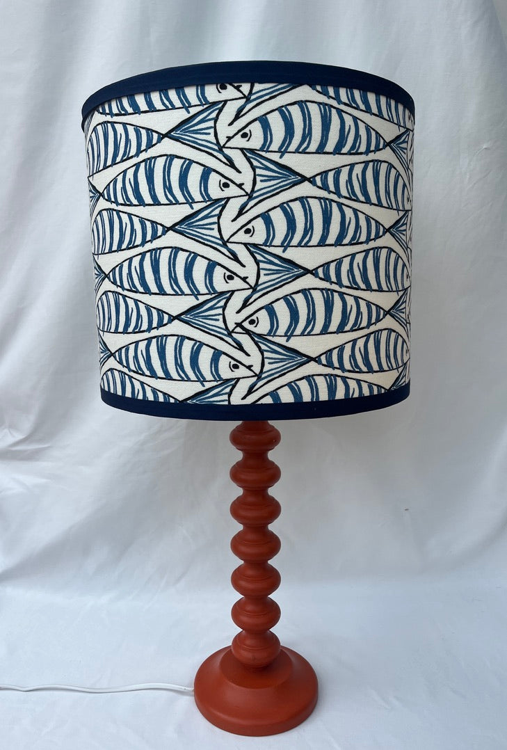 Blue mackerel handmade lampshade -suzie-catlin-designs 