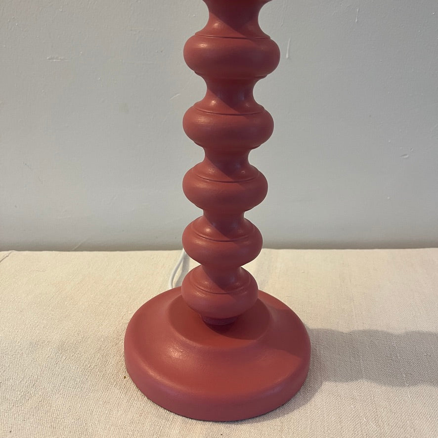William Morris inspired Lamp with a painted pink Bobble Base & handmade lampshade -suzie-catlin-designs 