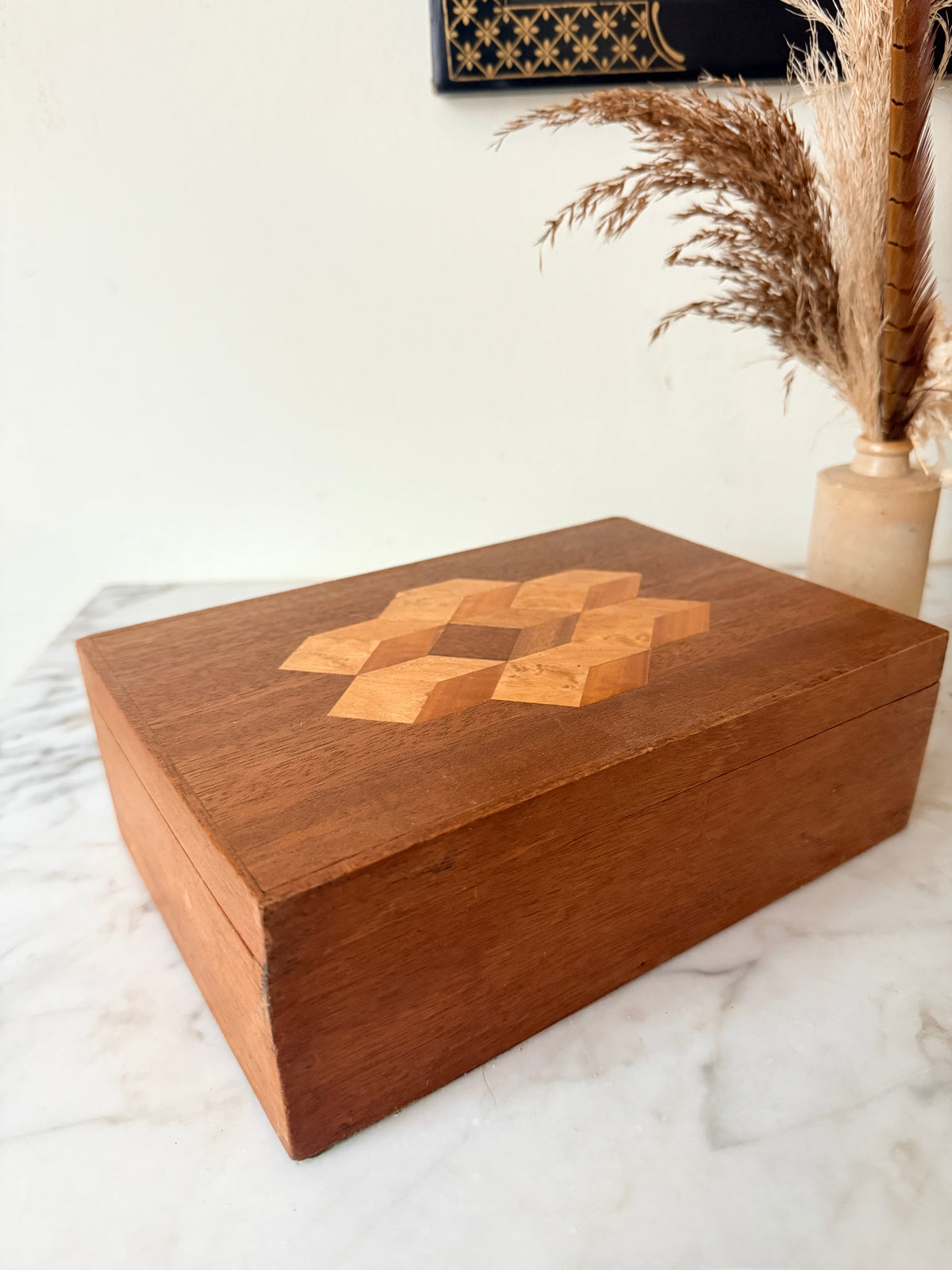 Antique Wooden Parquetry Box, C1920