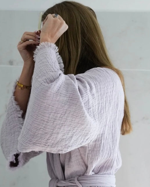 The Lilac Cloud Organic Cotton Robe: Long