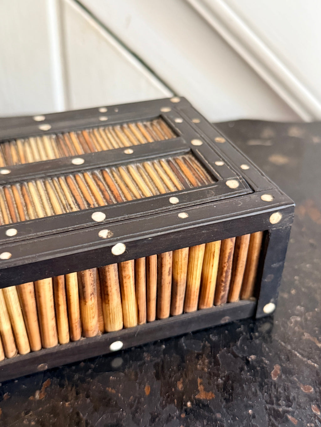 Rare 19th Century Porcupine Quill Sliding Lid Trinket Box