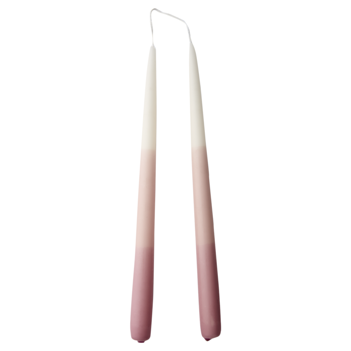 2 Tapered Dinner Candles | Pink & Ivory Ombre