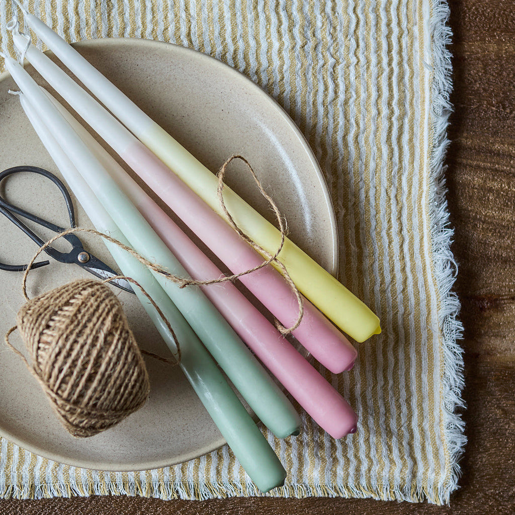 2 Tapered Dinner Candles | Pink & Ivory Ombre