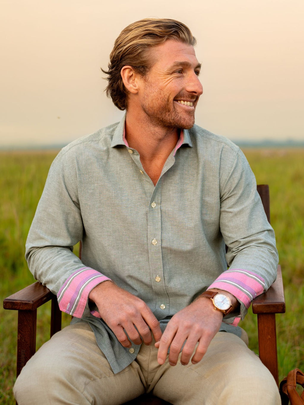 Crocodile Green Cotton/Linen Shirt