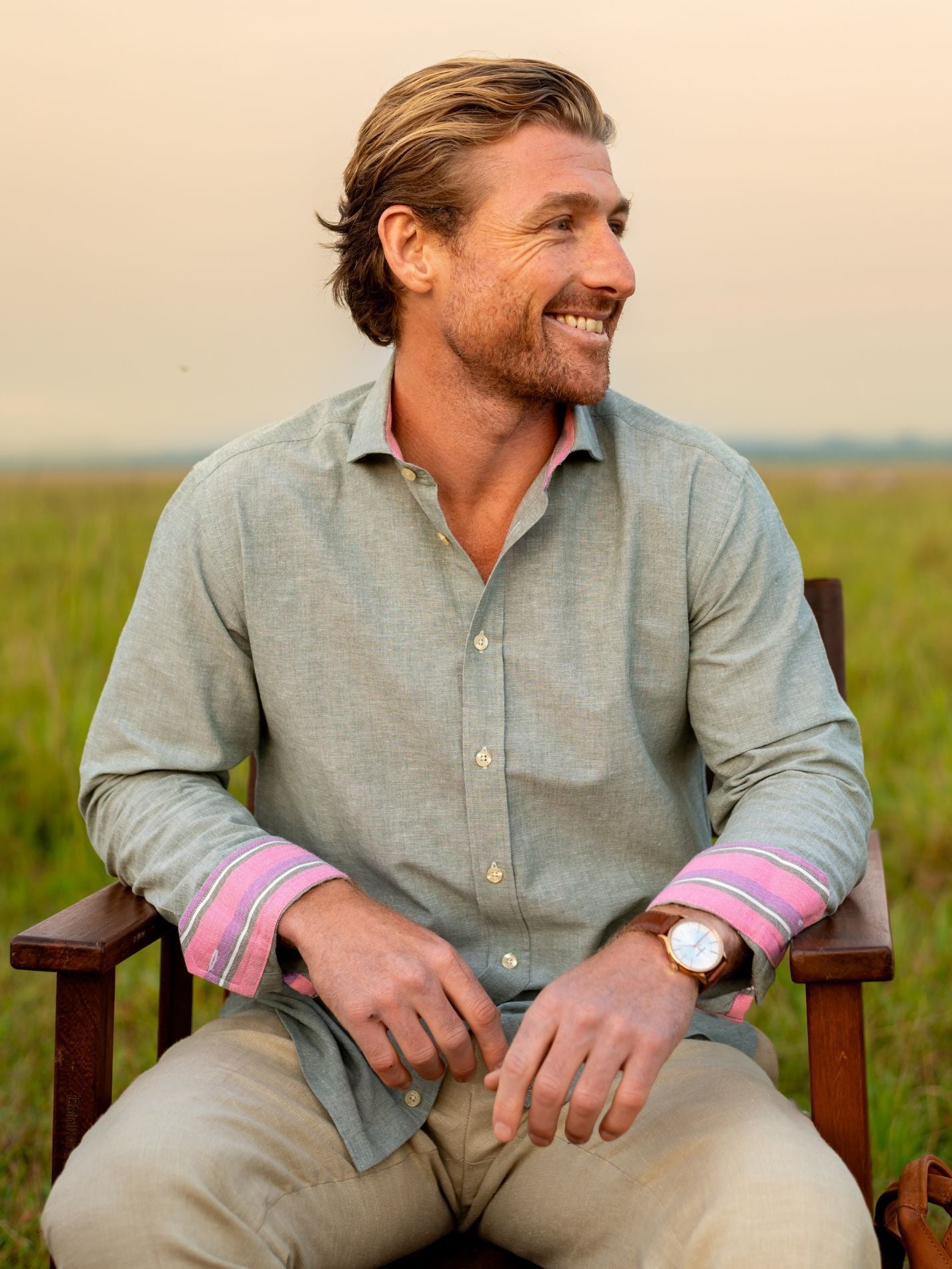 Crocodile Green Cotton/Linen Shirt