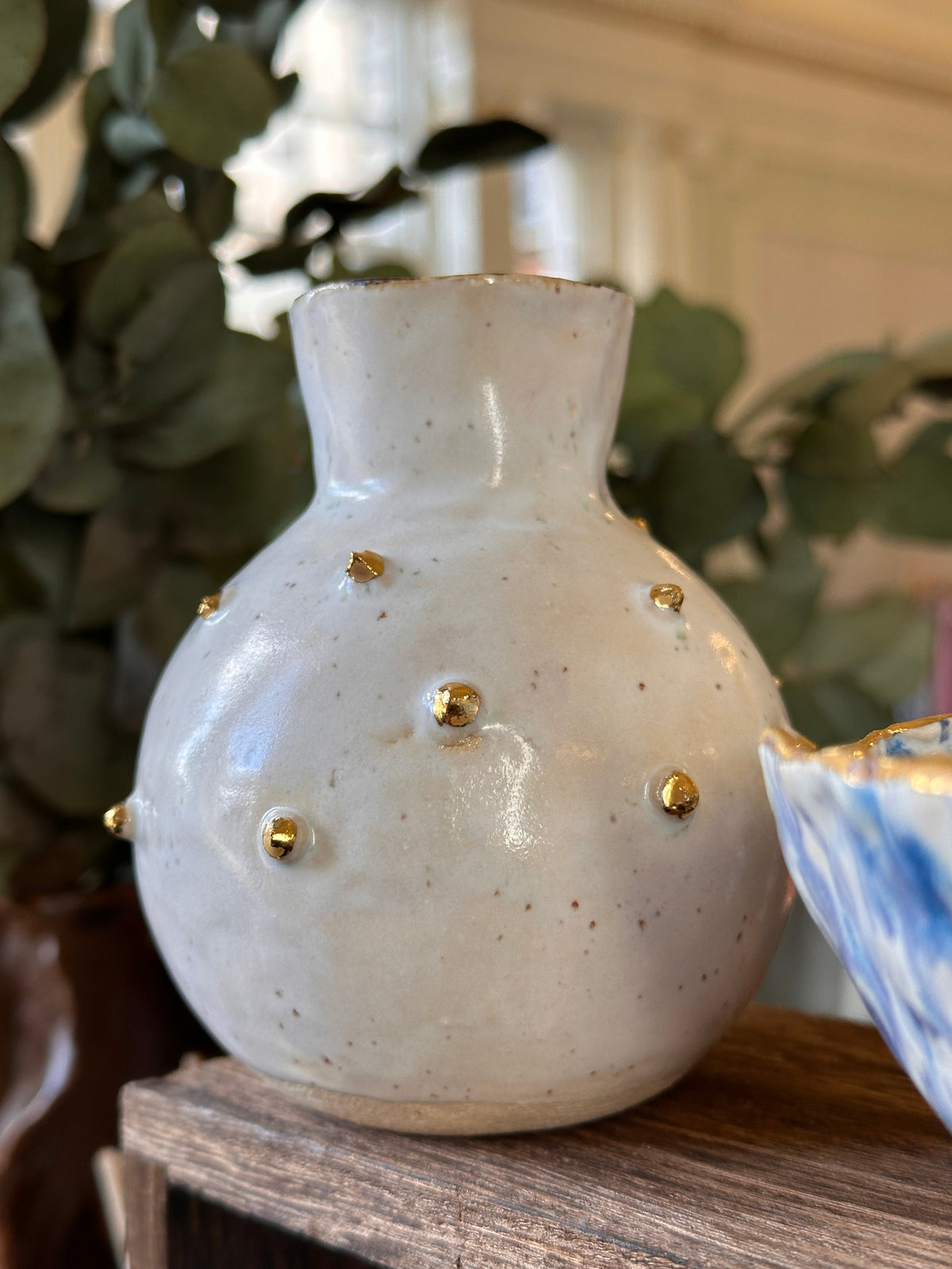 Hobnail Vase with Gold