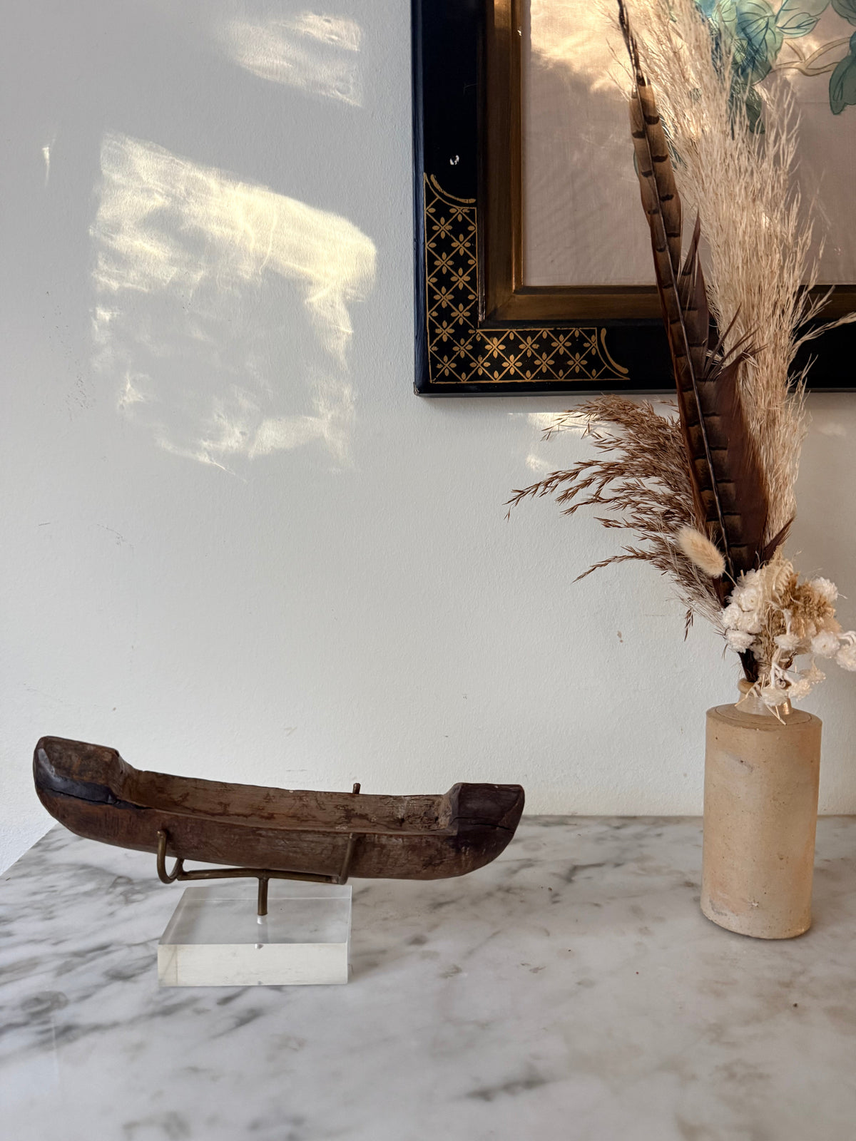 Early 20th Century West African Weaving Shuttle mounted on Perspex