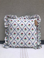 Handmade ruffle cushion in vintage Laura Ashley fabric.