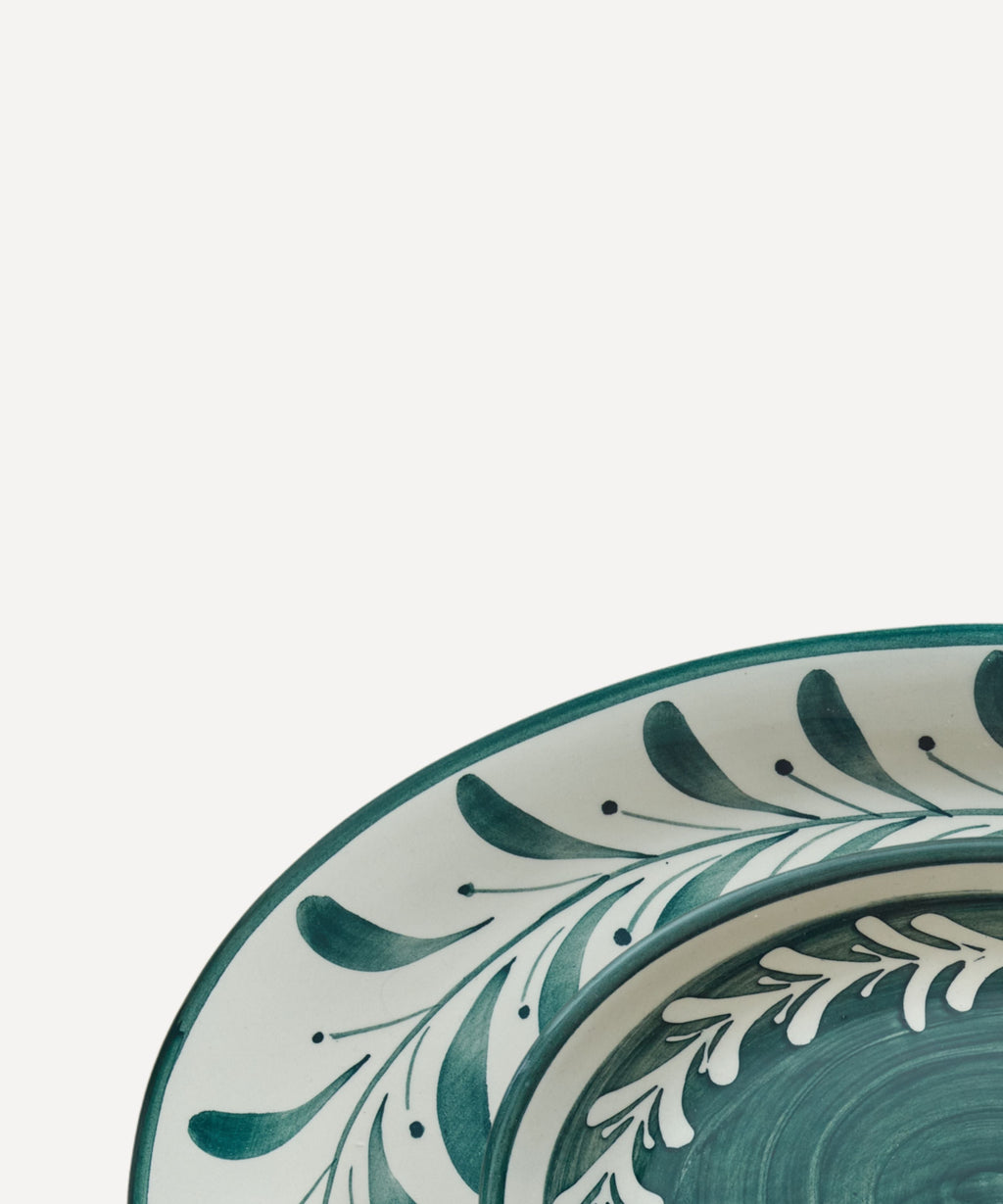 Helecho Serving Platter Set of 2 | Hand-Painted Ceramic, Teal