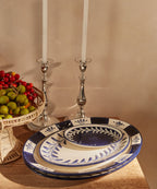 Helecho Serving Platter Set of 2 | Hand-Painted Ceramic, Deep Blue