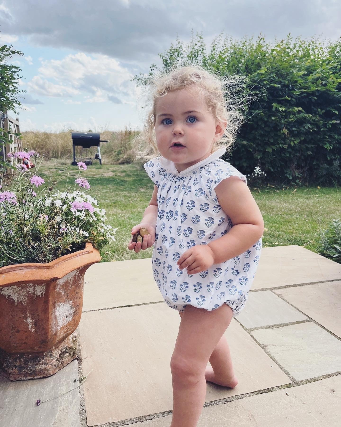 Organic Cotton Blue Floral Romper