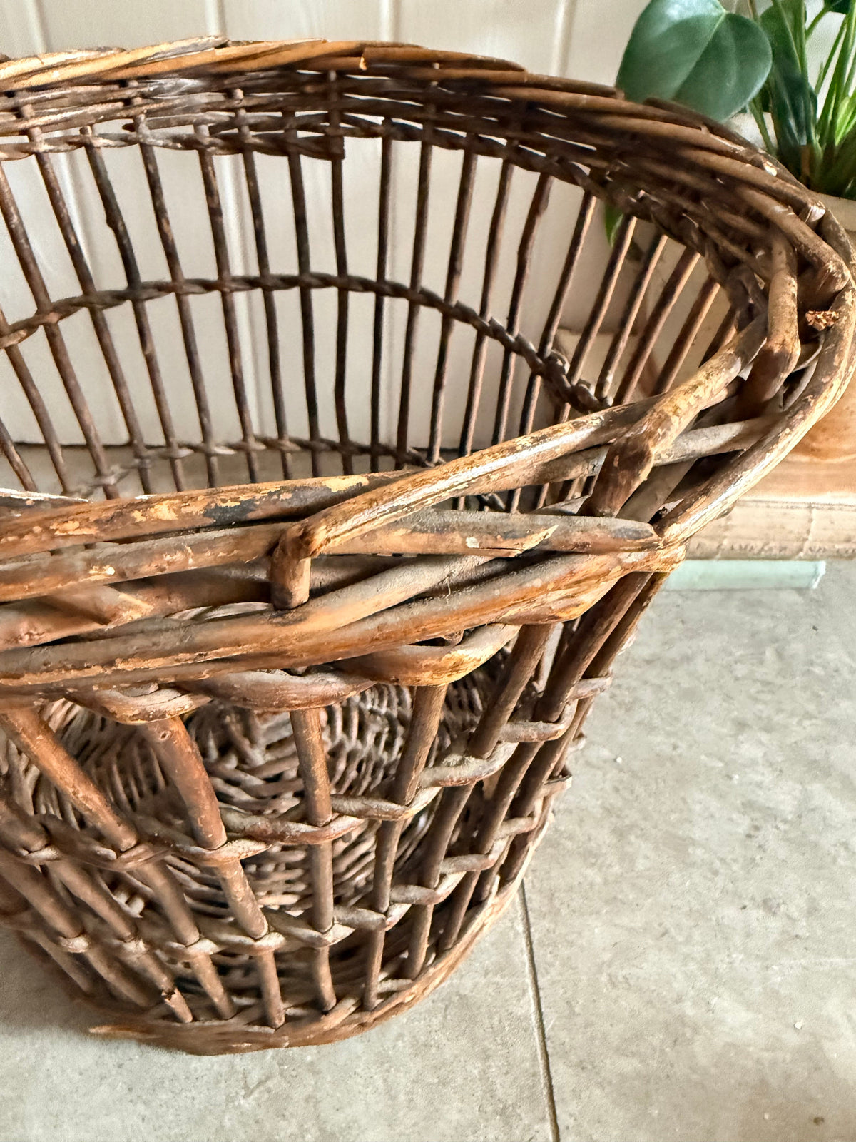 Tapered Vintage Wicker Log Basket
