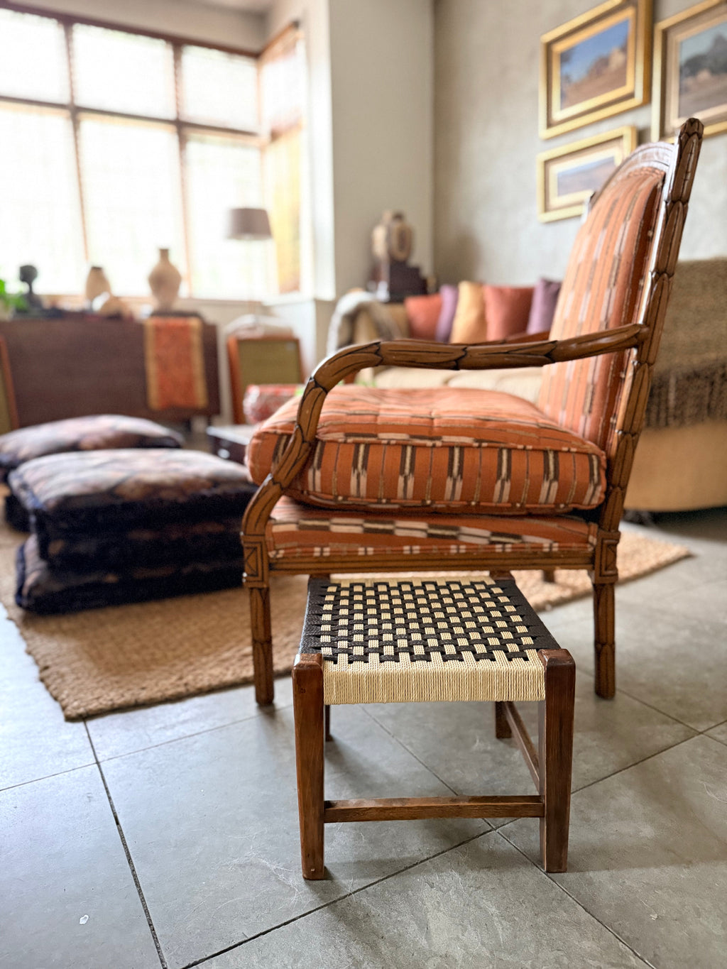 Midcentury Woven Stool 1