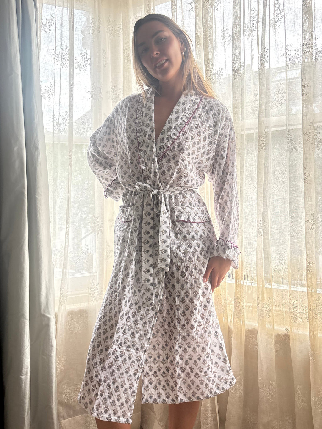 Tallis Blue Muslin Dressing Gown