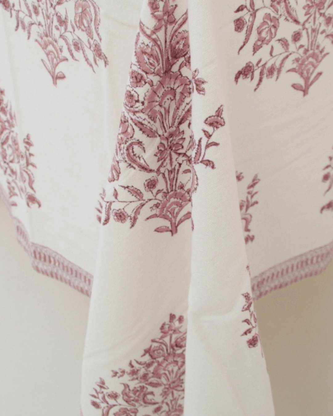 Varmala Hand Block Print Pink Tablecloth