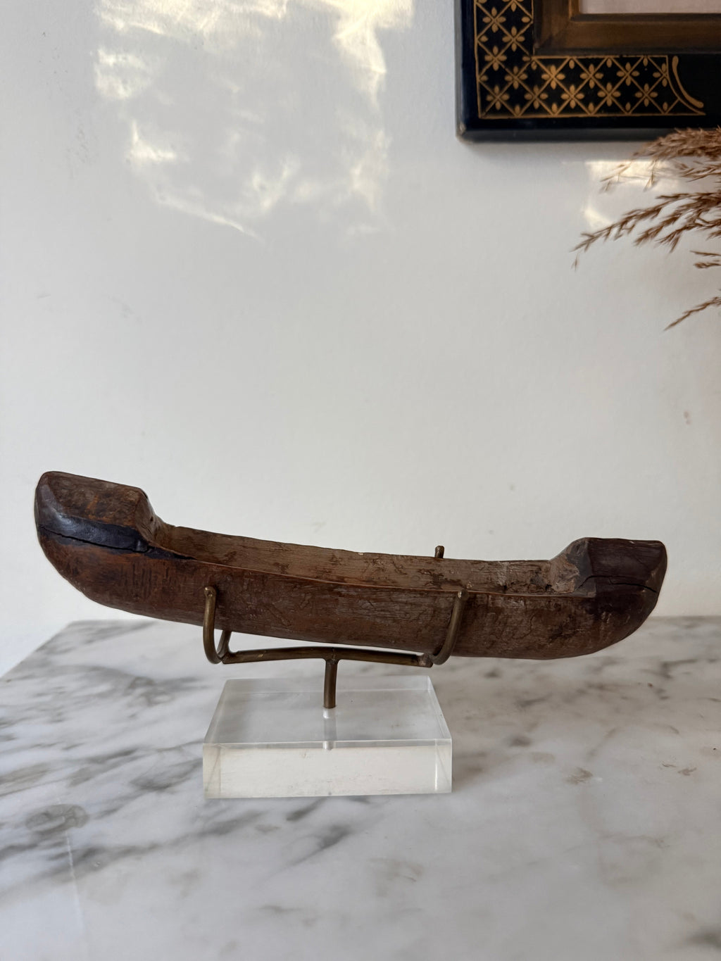 Early 20th Century West African Weaving Shuttle mounted on Perspex