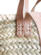Handwoven Straw Market Bag with Long & Short Leather Handles