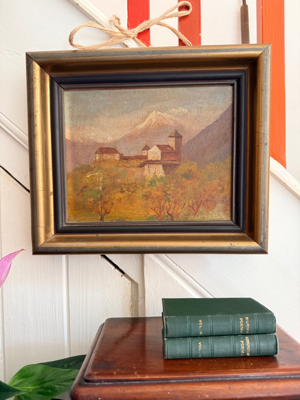 Early 1900s German Landscape: Oil on Wood Panel