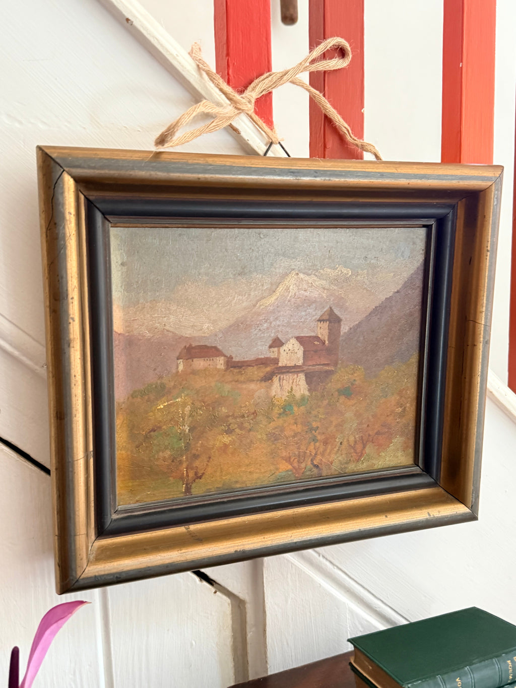 Early 1900s German Landscape: Oil on Wood Panel