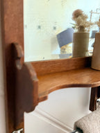 1920s French Oak Vanity or Shaving Mirror with Towel Rail