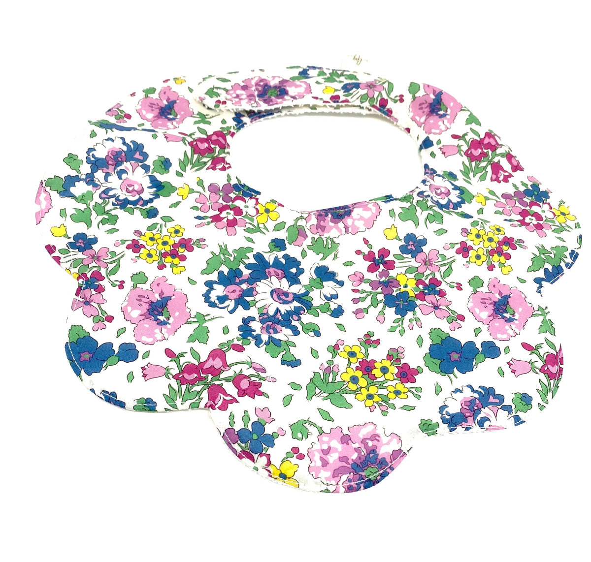 Liberty scalloped baby teething bib