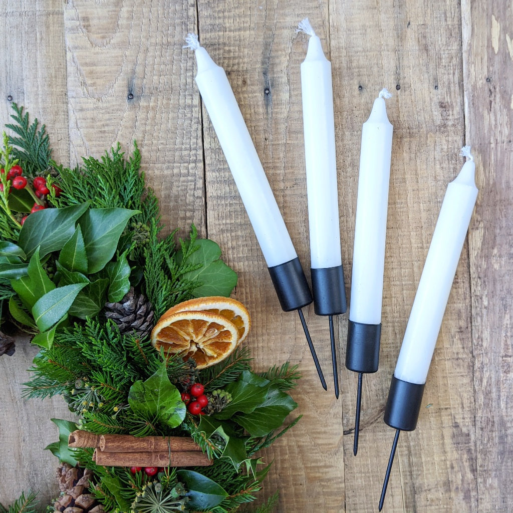4 Candle Holders On Spike - Black Metal