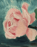 Vintage Pink Rose Oil Painting Orignal Framed Artwork