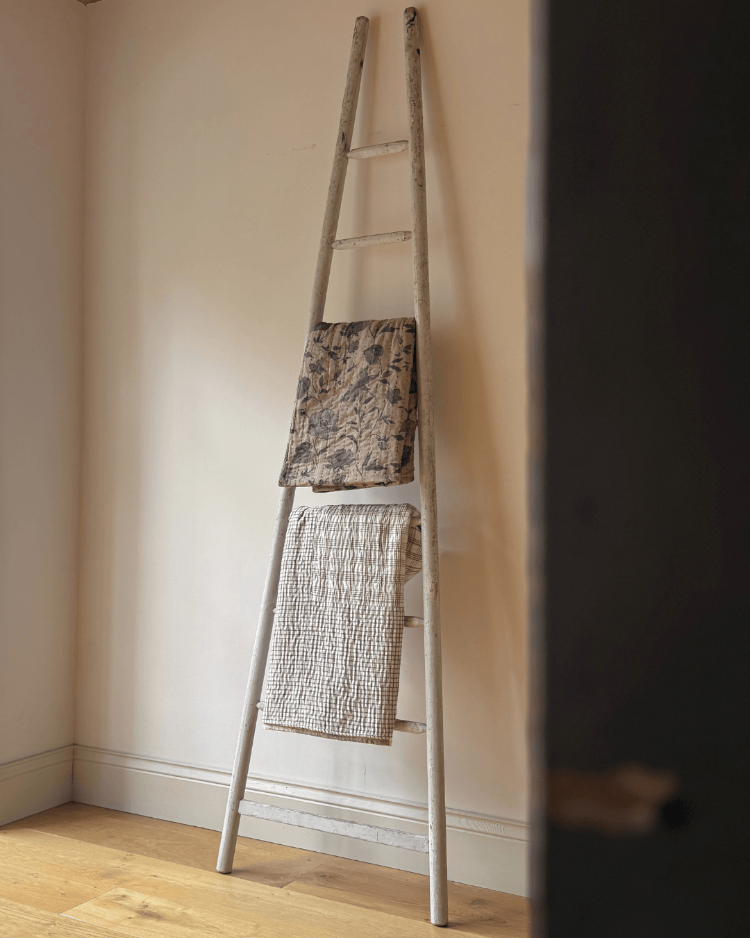 Antique Decorative Ladder in Chippy White Paint