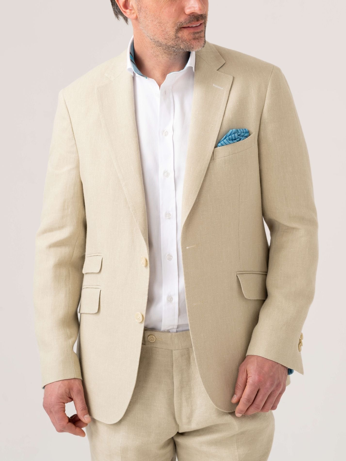 Pale Beige Linen Blazer