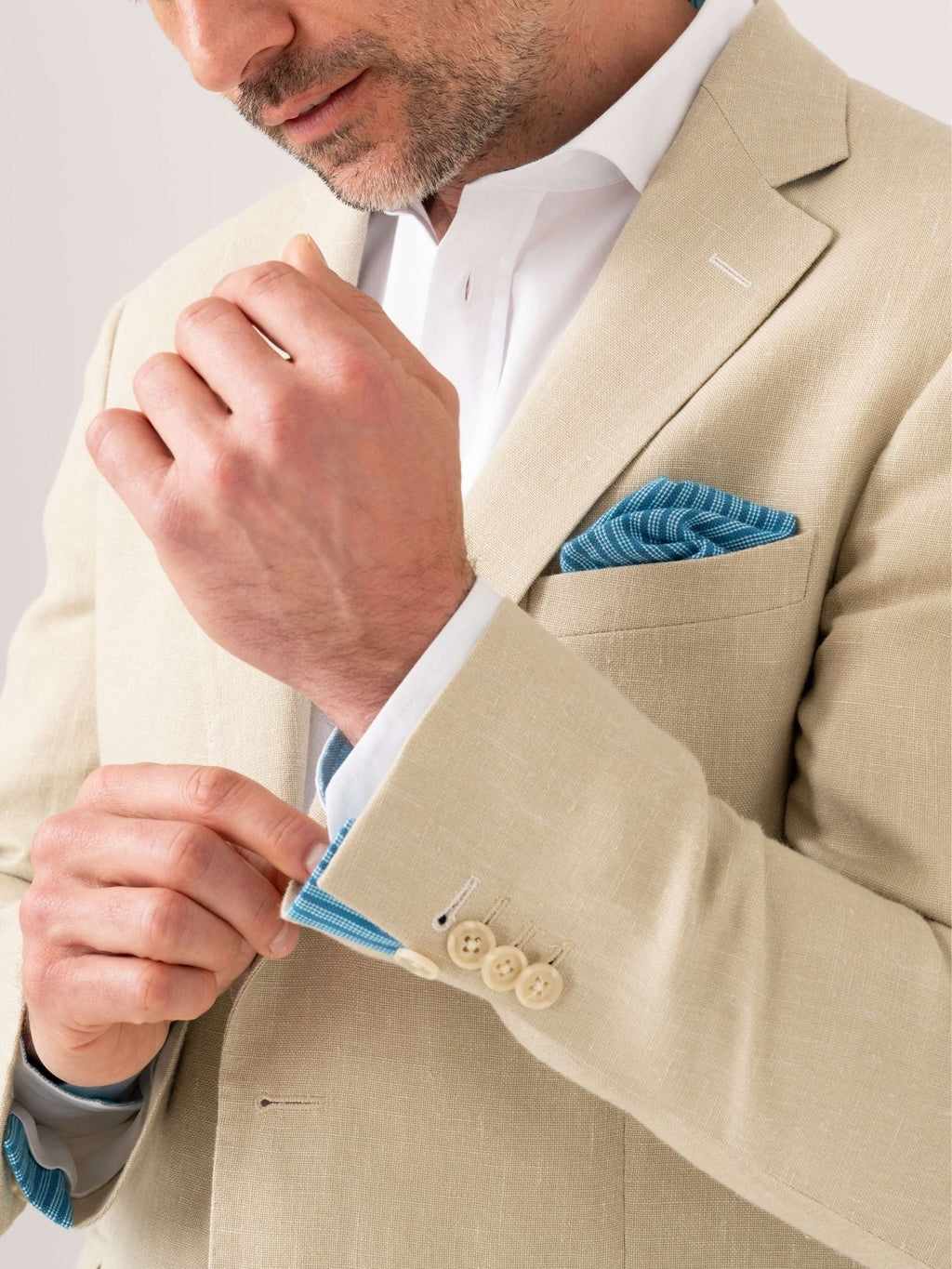 Pale Beige Linen Blazer
