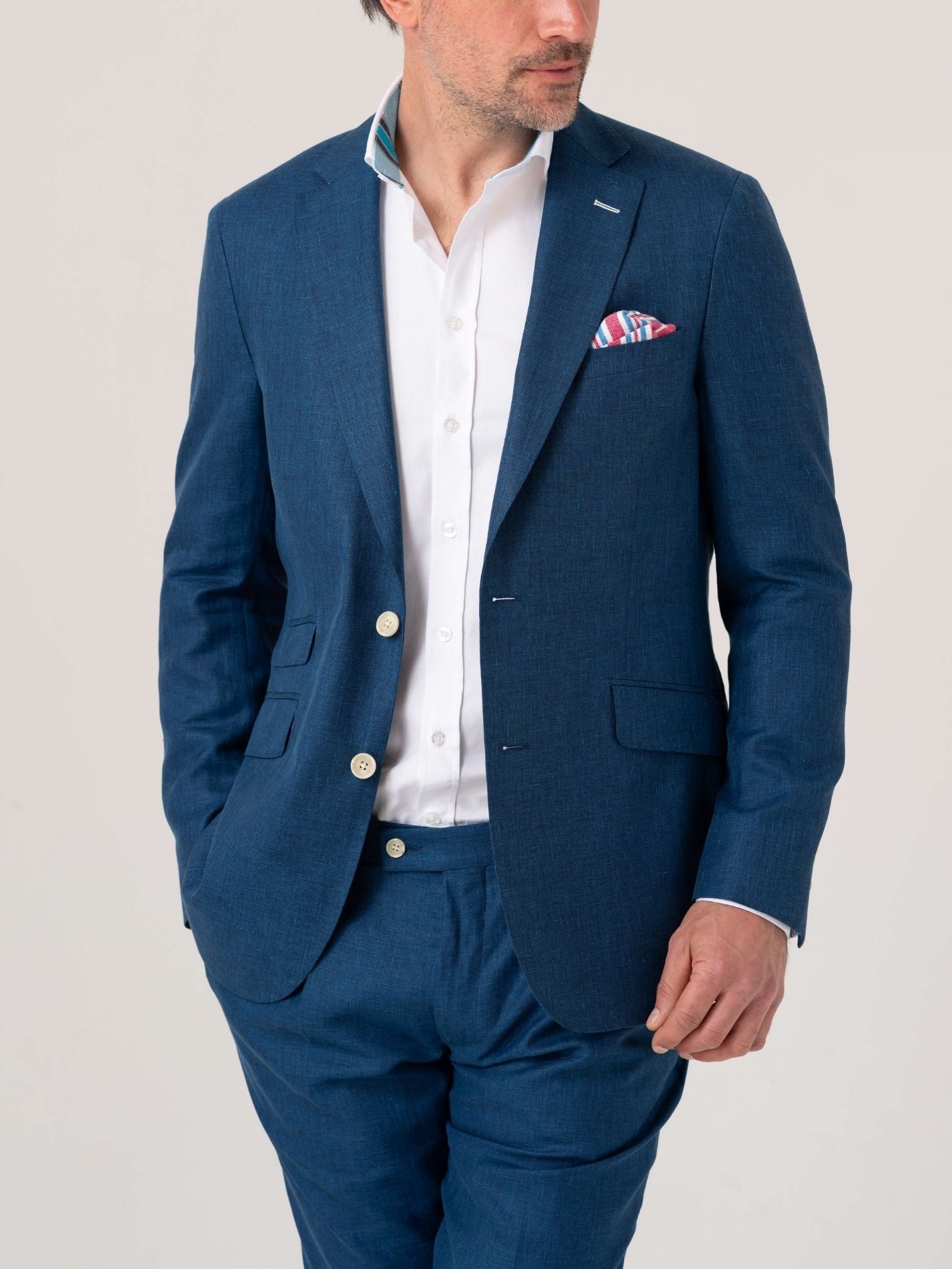 Royal Blue Blazer - Linen, Wool & Silk