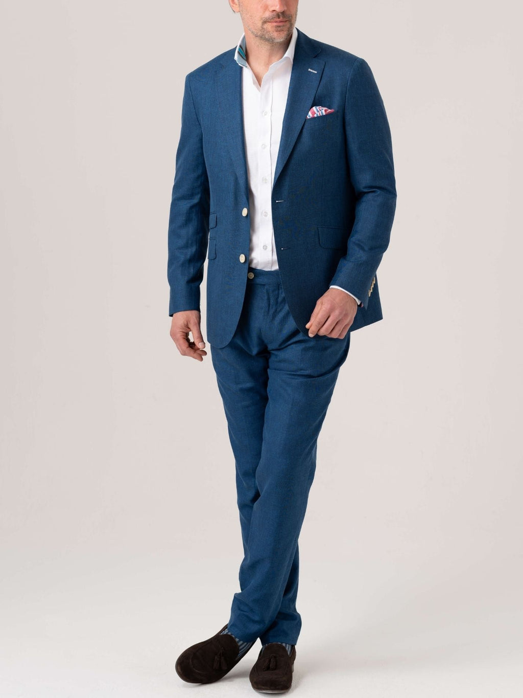 Royal Blue Blazer - Linen, Wool & Silk