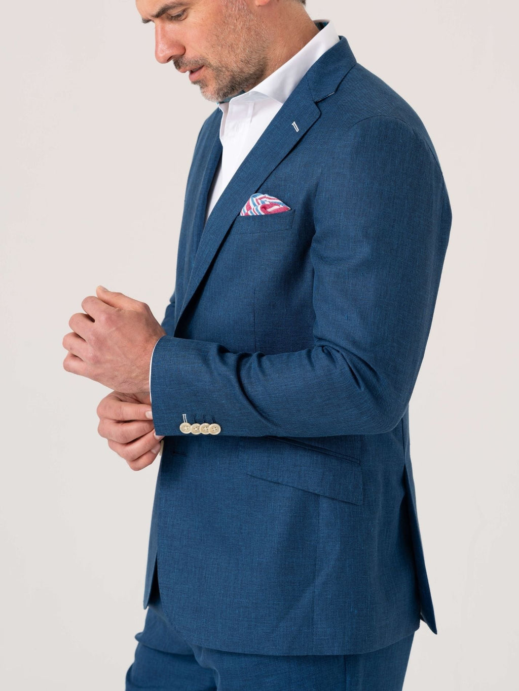 Royal Blue Blazer - Linen, Wool & Silk