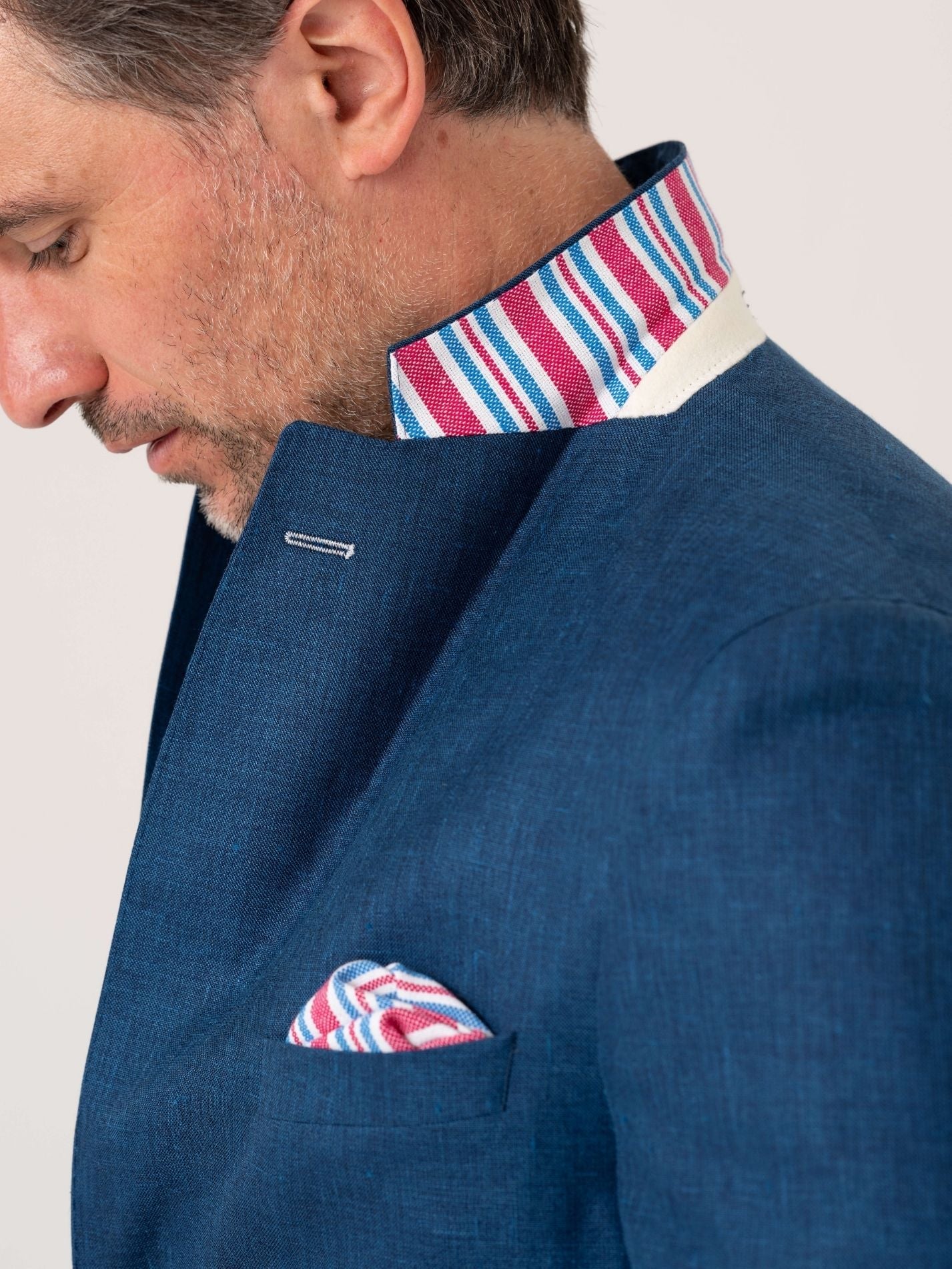 Royal Blue Blazer - Linen, Wool & Silk