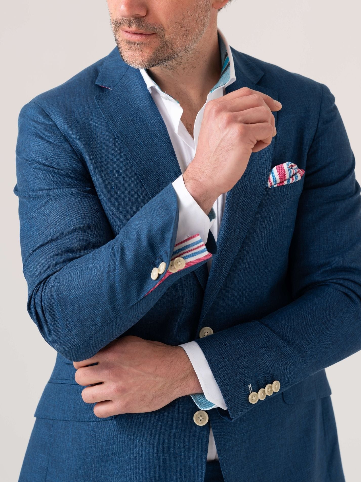 Royal Blue Blazer - Linen, Wool & Silk