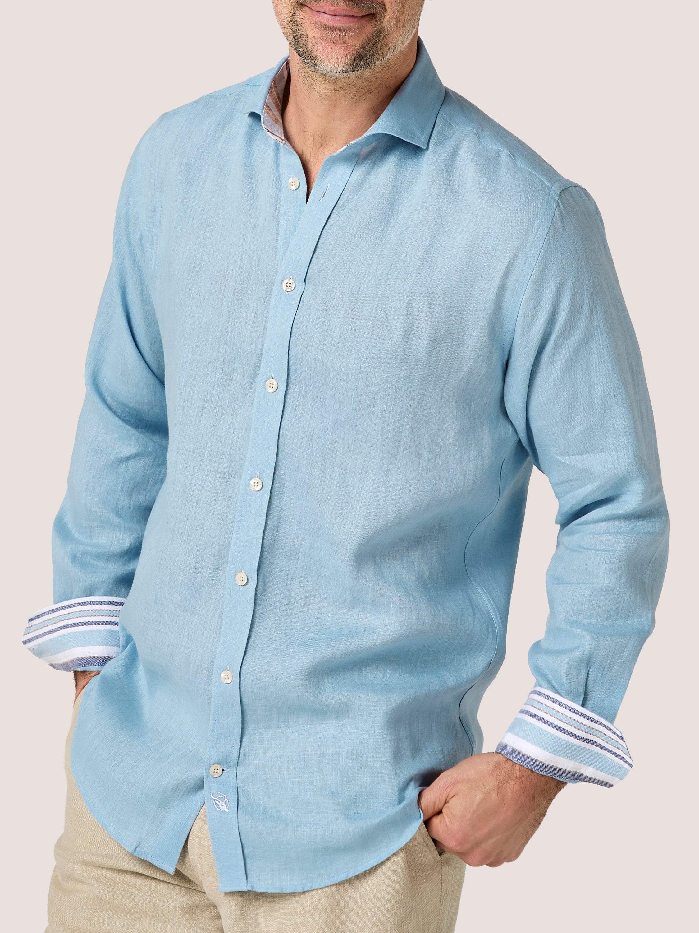 Ocean Blue Linen Shirt