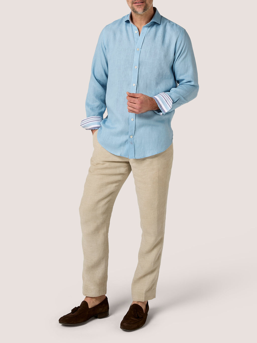 Ocean Blue Linen Shirt