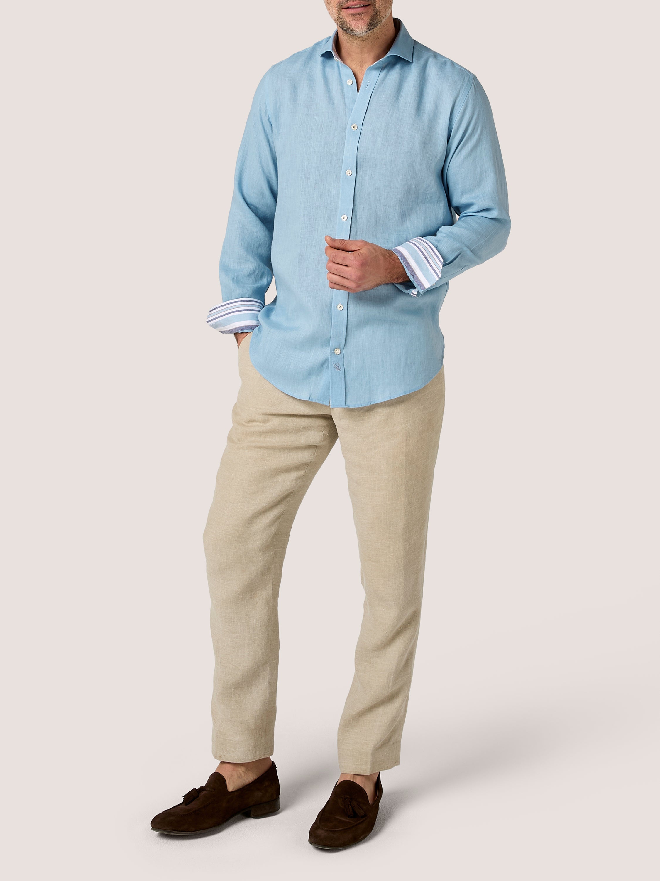 Ocean Blue Linen Shirt