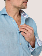 Ocean Blue Linen Shirt