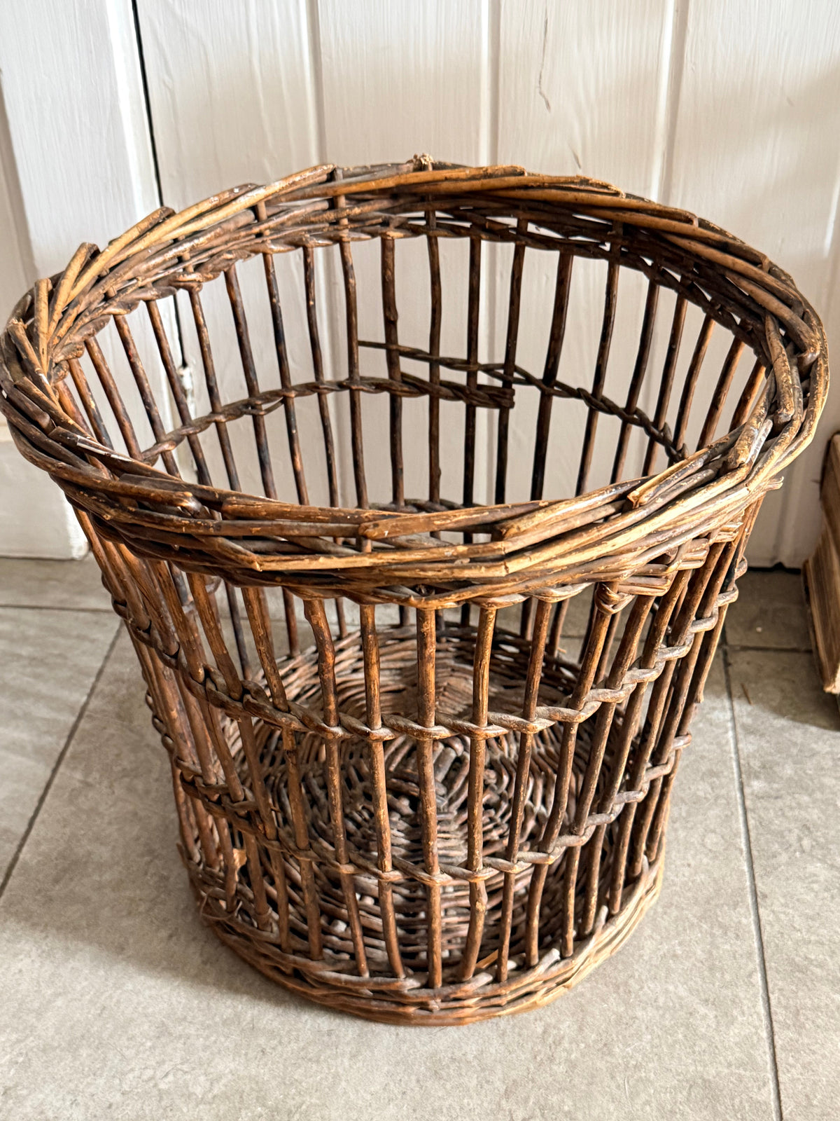 Tapered Vintage Wicker Log Basket