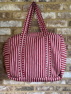 Quilted Weekender Bag - Burgundy Stripe