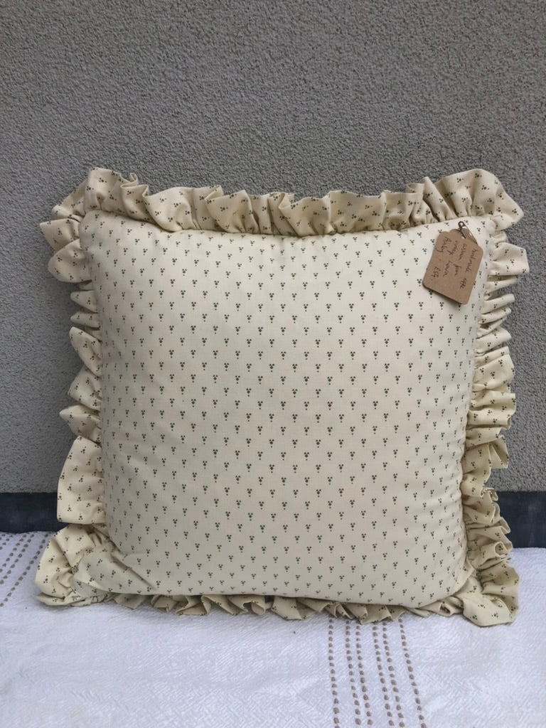 Handmade ruffle cushion in vintage Laura Ashley fabric.