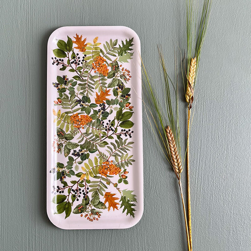 Scandinavian Birch Veneer Tray | Autumn Berries & Foliage 32cm